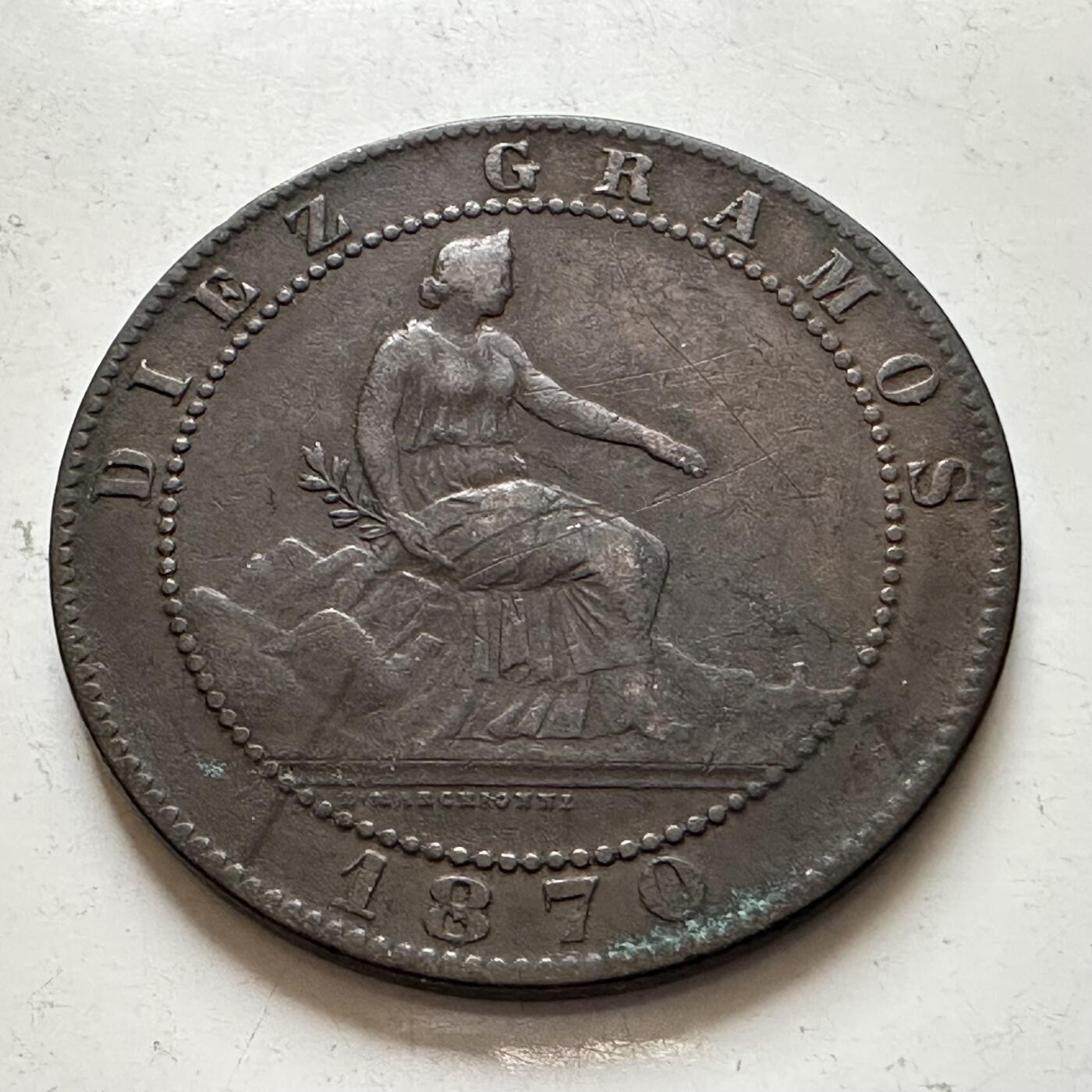 🌹外币初藏🌹🐯2026年第1场  每周二四六晚8️⃣点 接代拍 西班牙1870年10分铜币 a