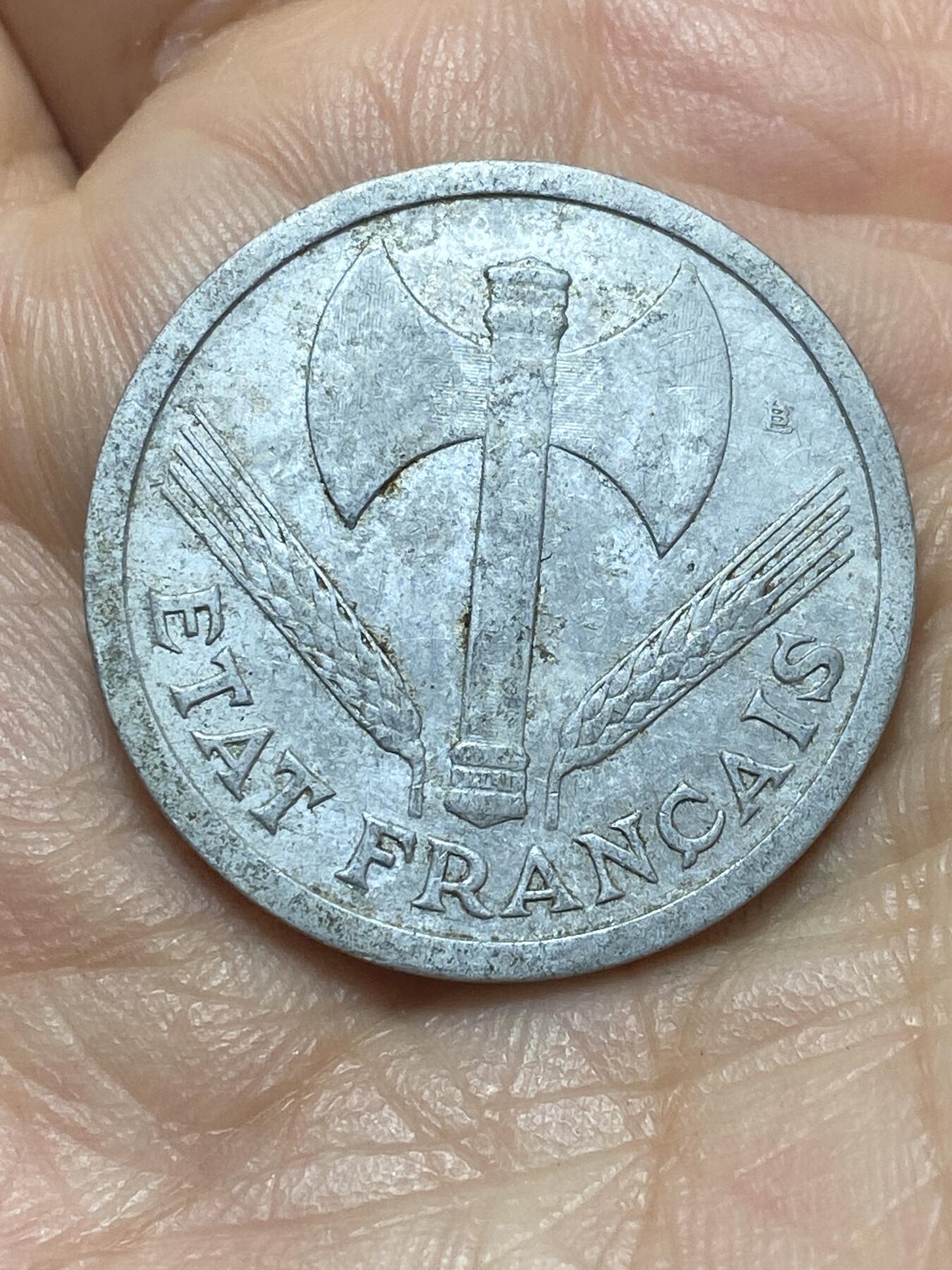 2026年第二场(总第一百七十一场）外国好品散币场(免佣金) 法国1943年2法郎(维希傀儡政府时期，首发年仅发行2年)