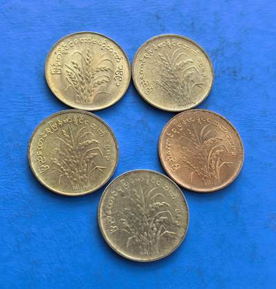 外国优质老铜币高银银币，周六九点倒数截拍，满百包邮，持续收拍 - 缅甸水稻币5个