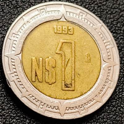 泉币菌-第157场-跨年欢乐场（特修改截拍时间为23:30分） - 墨西哥硬币1新比索 双金属币 21mm