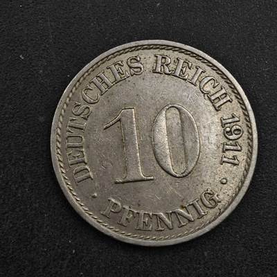 【淘币小摊】实时拍第八百三十八拍   散币银币场   满百包邮可预留二周 每周一统一发货   - 德国1911年10芬妮镍币