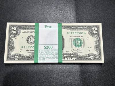 《外钞收藏家》第五百九十八期（2026年新年第一场）（本平台长期征集拍品、欢迎藏友们联系合作） - 2013年美国小头版2美元 标准100连号 全新UNC 高位无47 尾501 含5个5