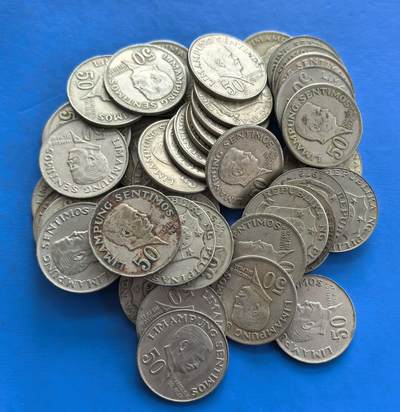 外国优质老铜币高银银币，周六九点倒数截拍，满百包邮，持续收拍 - 菲律宾50分47个，381克