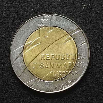 【全场包邮】纯粹捡漏拍490场（免费代拍第27场） - 圣马力诺1990年500里拉共和国双色纪念币