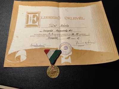 靖甫拍卖新拍第一场 - 匈牙利学霸奖章带证 60年代证书