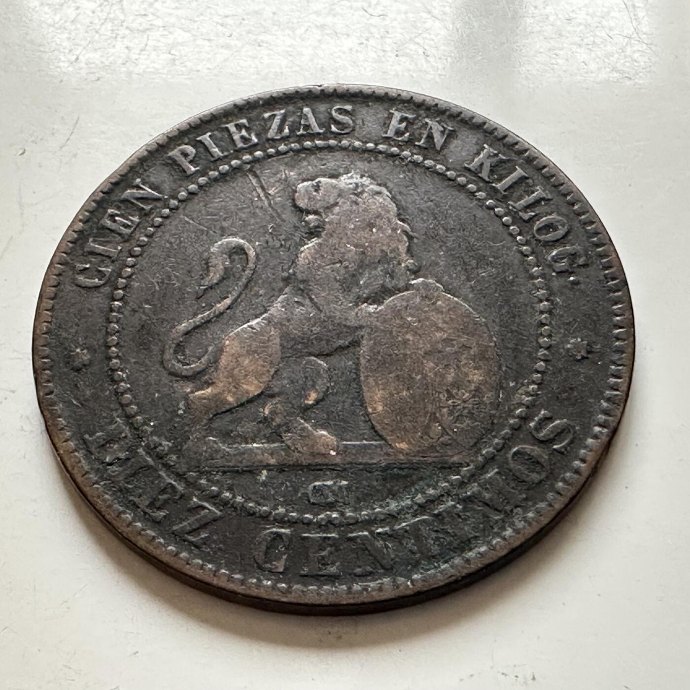 🌹外币初藏🌹🐯2026年第1场  每周二四六晚8️⃣点 接代拍 西班牙1870年10分铜币 b