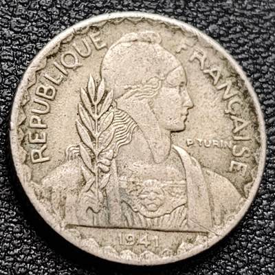 泉币菌-第157场-跨年欢乐场（特修改截拍时间为23:30分） - 1941年 法兰西女神 法属印度支那10分铜镍小硬币18.0毫米3.0克