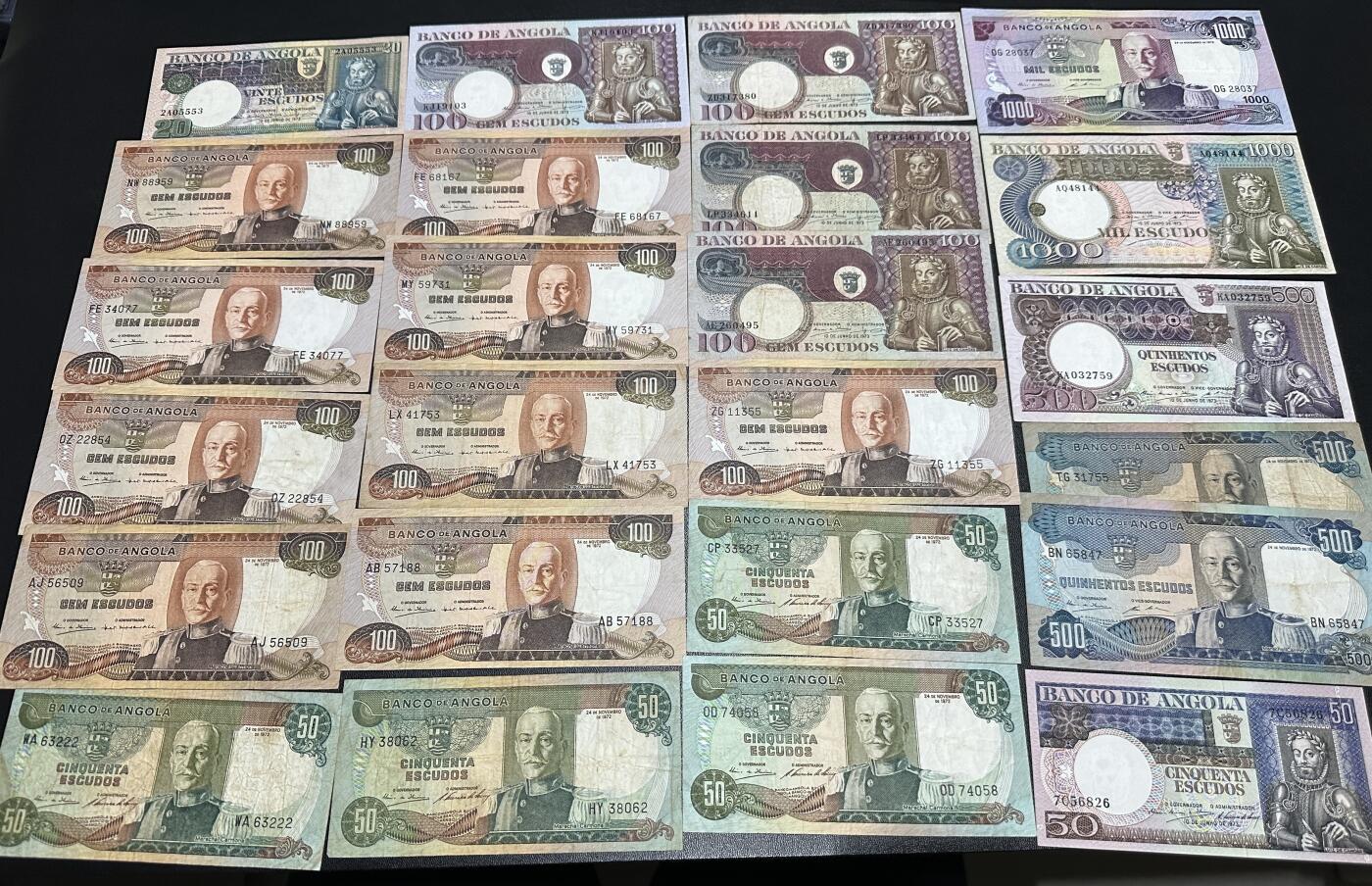 《外钞收藏家》第五百九十八期（2026年新年第一场）（本平台长期征集拍品、欢迎藏友们联系合作） 安哥拉20-1000面额 几个版本24张一起 非全新 品相如图