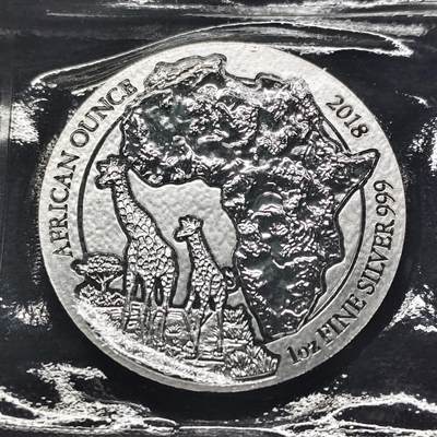 【全场包邮】纯粹捡漏拍491场（免费代拍第28场） - 卢旺达2018年50法郎辽阔非洲系列长颈鹿1盎司（40毫米31.1克）999纯银币