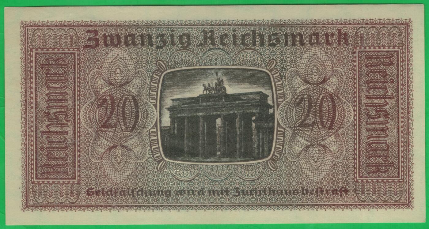 德国1940年至1945年20马克(二战时期) P-R139 无4 实物图 UNC