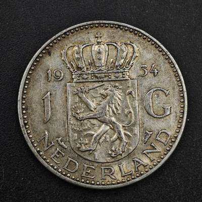 【淘币小摊】实时拍第八百三十八拍   散币银币场   满百包邮可预留二周 每周一统一发货   - 荷兰1954年1盾银币参考银价92