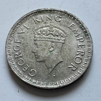 🌹外币初藏🌹🐯2026年第1场  每周二四六晚8️⃣点 接代拍 - 英属印度1944年1/4卢比银币 a