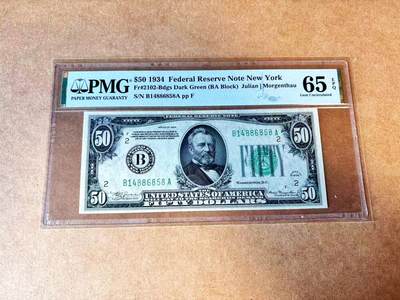 【Blue Auction】世界纸币精拍第770期——18级TOP拍卖/信誉/品质/专业/高效💫 - 美国 1934年50美金 PMG65EPQ 纽约版