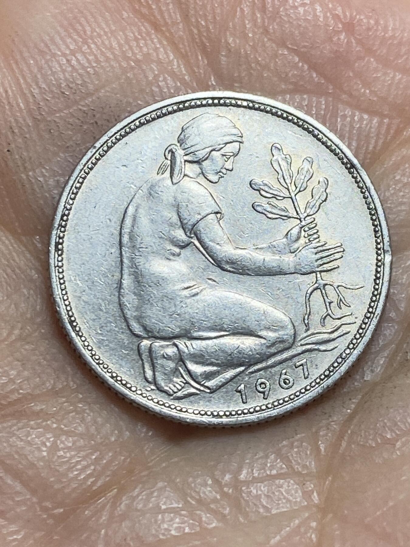 2026年第二场(总第一百七十一场）外国好品散币场(免佣金) 德国🇩🇪1967年50芬尼(D标，慕尼黑造，齿边版)