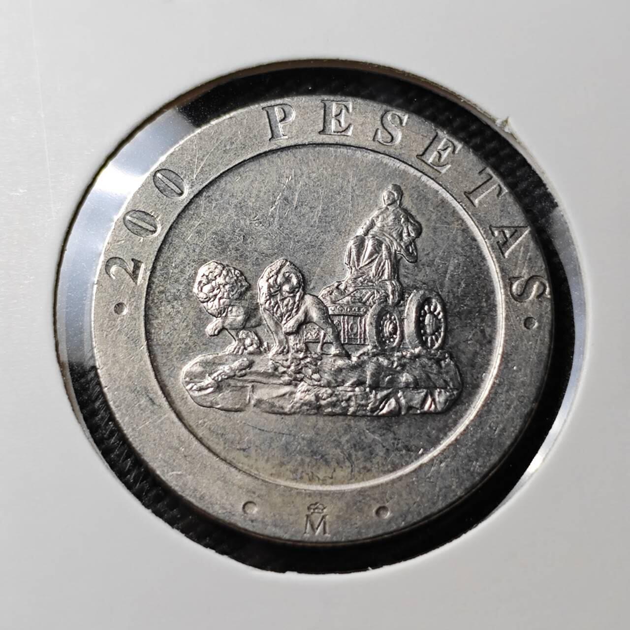 KK钱币收藏小铺 《套币 好品/批量散币专场》  2月预留时间 周末发货  1990西班牙200比塞塔纪念币 好品