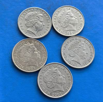 外国优质老铜币高银银币，周六九点倒数截拍，满百包邮，持续收拍 - 新西兰面具10分5个