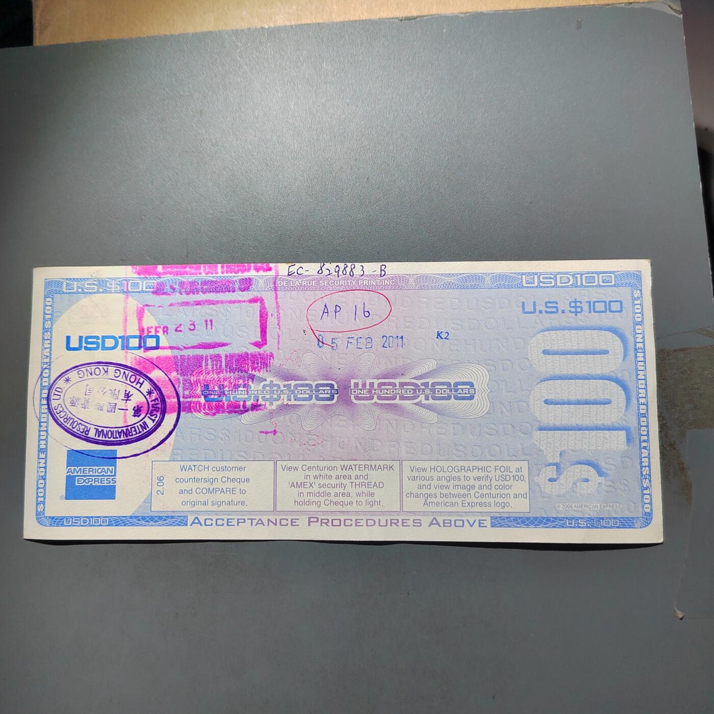 PCAI钱币   31-687  纸币小专场 支票