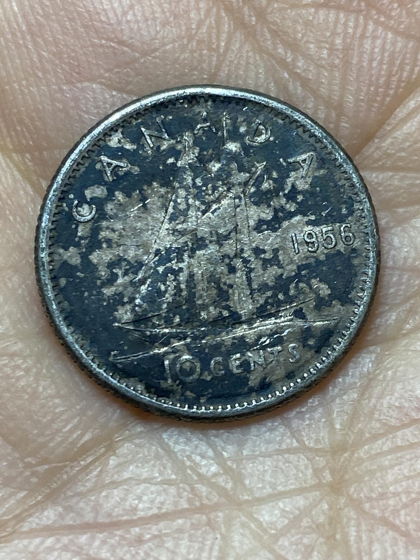 2026年第二场(总第一百七十一场）外国好品散币场(免佣金) 加拿大🇨🇦1956年10分银币(伊丽莎白二世青年桂冠，第一版，800高银)