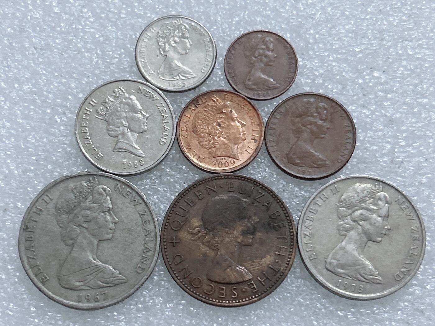 第一海外回流一元起拍收藏 散集专场  第285期 新西兰不同面值硬币 8枚