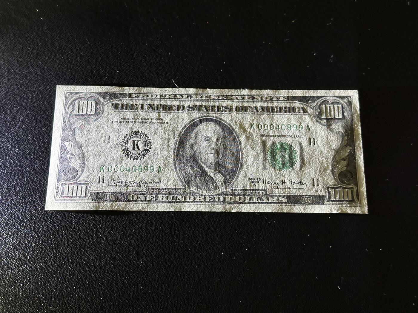 《外钞收藏家》第五百九十八期（2026年新年第一场）（本平台长期征集拍品、欢迎藏友们联系合作） 1963年美国小头版100美元 全新不绝