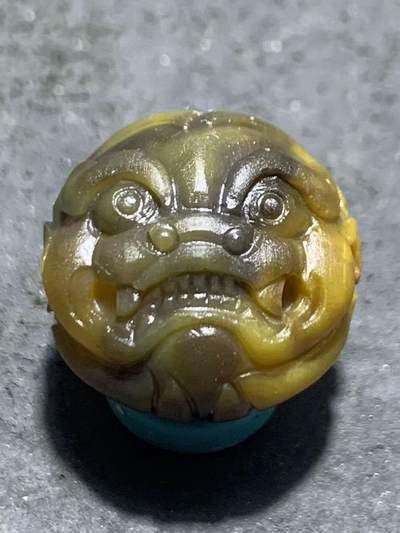 精美亚光冻料战国红玛瑙手工雕刻瑞兽圆珠一颗！ - 精美亚光冻料战国红玛瑙手工雕刻瑞兽圆珠一颗！