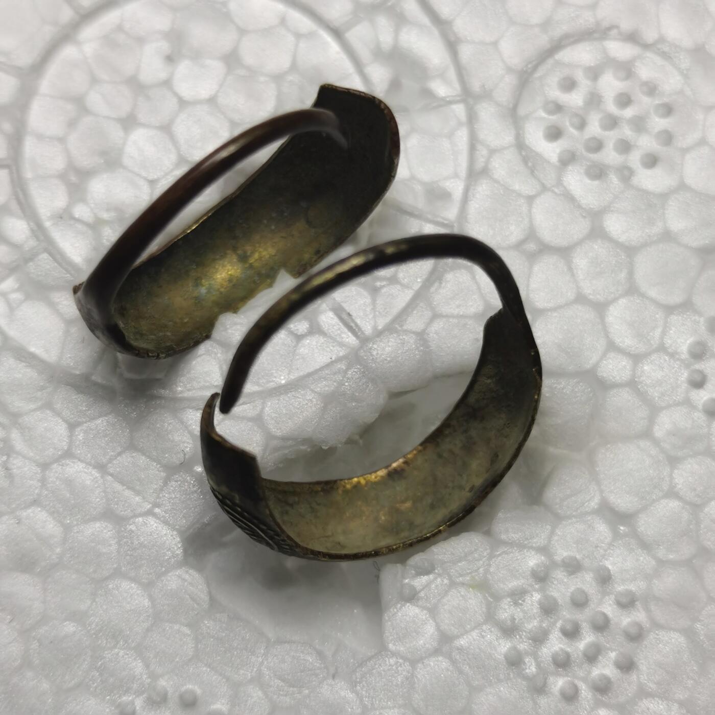 杂件专场92期 清末民国铜鎏金寿字花纹耳环一对