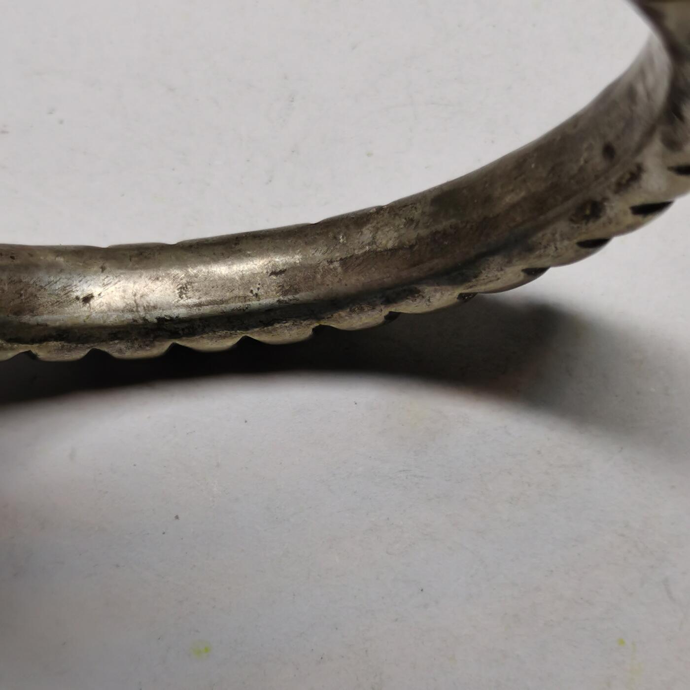 杂件专场92期 清代老银竹节手镯，重31.9克