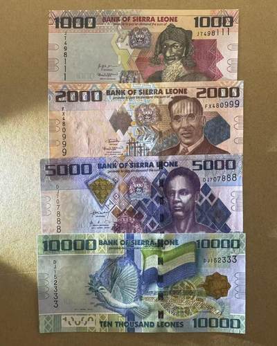 【Blue Auction】世界纸币精拍第770期——18级TOP拍卖/信誉/品质/专业/高效💫 - 【一组4张均豹子号 含无47】塞拉利昂 1000-10000 Leones 全新UNC