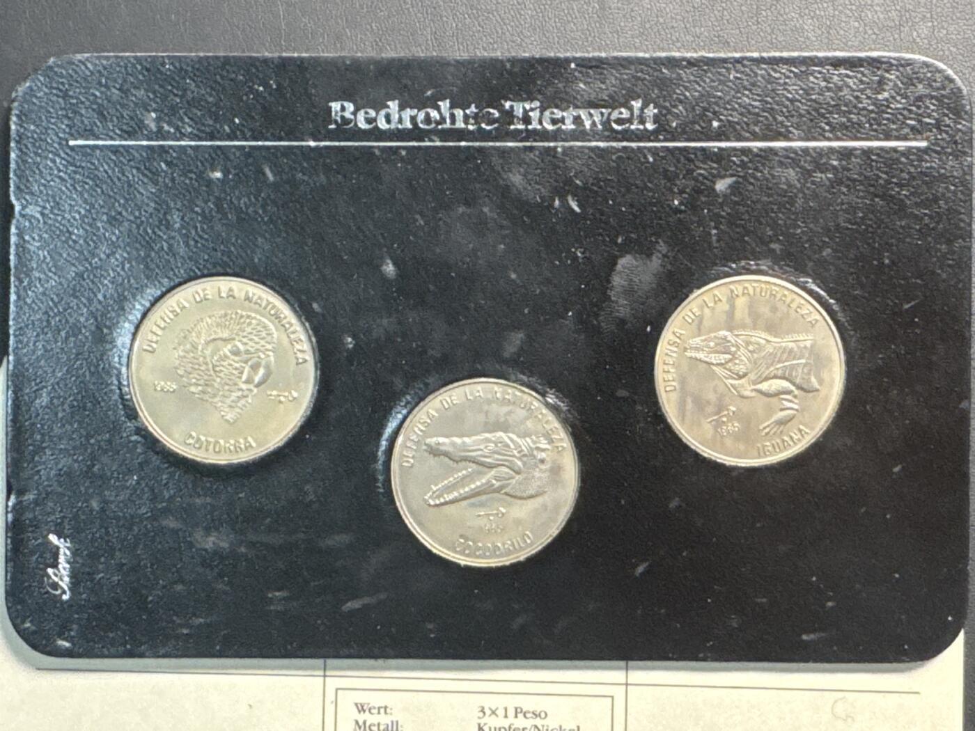 ❤️【币观天下】❤️ 第337期钱币拍卖- 2026.1.2周五晚上6点半场-长期征集拍品 古巴1985年野生动物1比索3枚黑卡装纪念币带证书淘宝价698