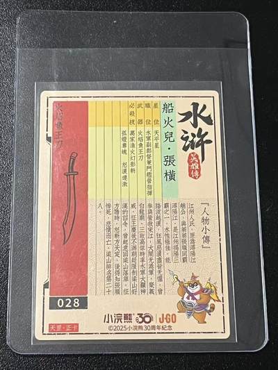 跨世纪的玩卡者们第6期 小浣熊30周年水浒 李海生亲签 冷烫亲签 船火儿张横