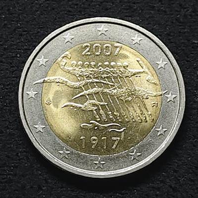 【全场包邮】纯粹捡漏拍490场（免费代拍第27场） - 芬兰2007年2欧元独立90周年双色纪念币
