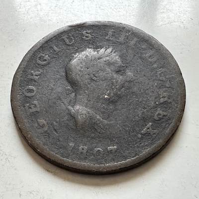 🌹外币初藏🌹🐯2026年第1场  每周二四六晚8️⃣点 接代拍 - 英国1807年乔治三世半便士 a