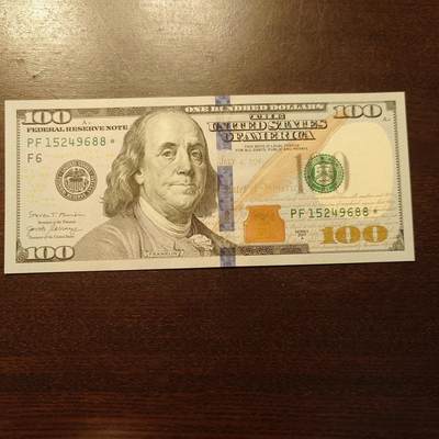 【新年二拍】世界钱币～微拍第223期暨2025年第63期  裸钞专场超低起拍 欢迎参与 - 2017年A美国100元 星补号全新绝品尾号9688