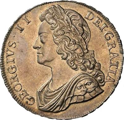 万国钱币拍卖第058期（万国新年大拍） - NGC MS62 1741英国乔治二世玫瑰克朗 英国克朗系列中的大名誉品种 早期青年版头像 来自十八世纪中期的巅峰工艺 深峻的打制让你不会错过任何一个高点细节 玫瑰与纹章的设计在双面香槟金彩的加持下尽显雍容 不同错过的顶级收藏品质