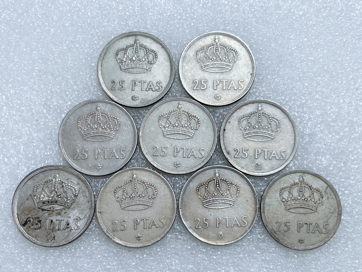 第一海外回流一元起拍收藏 散集专场  第285期 西班牙25比塞塔硬币 9枚