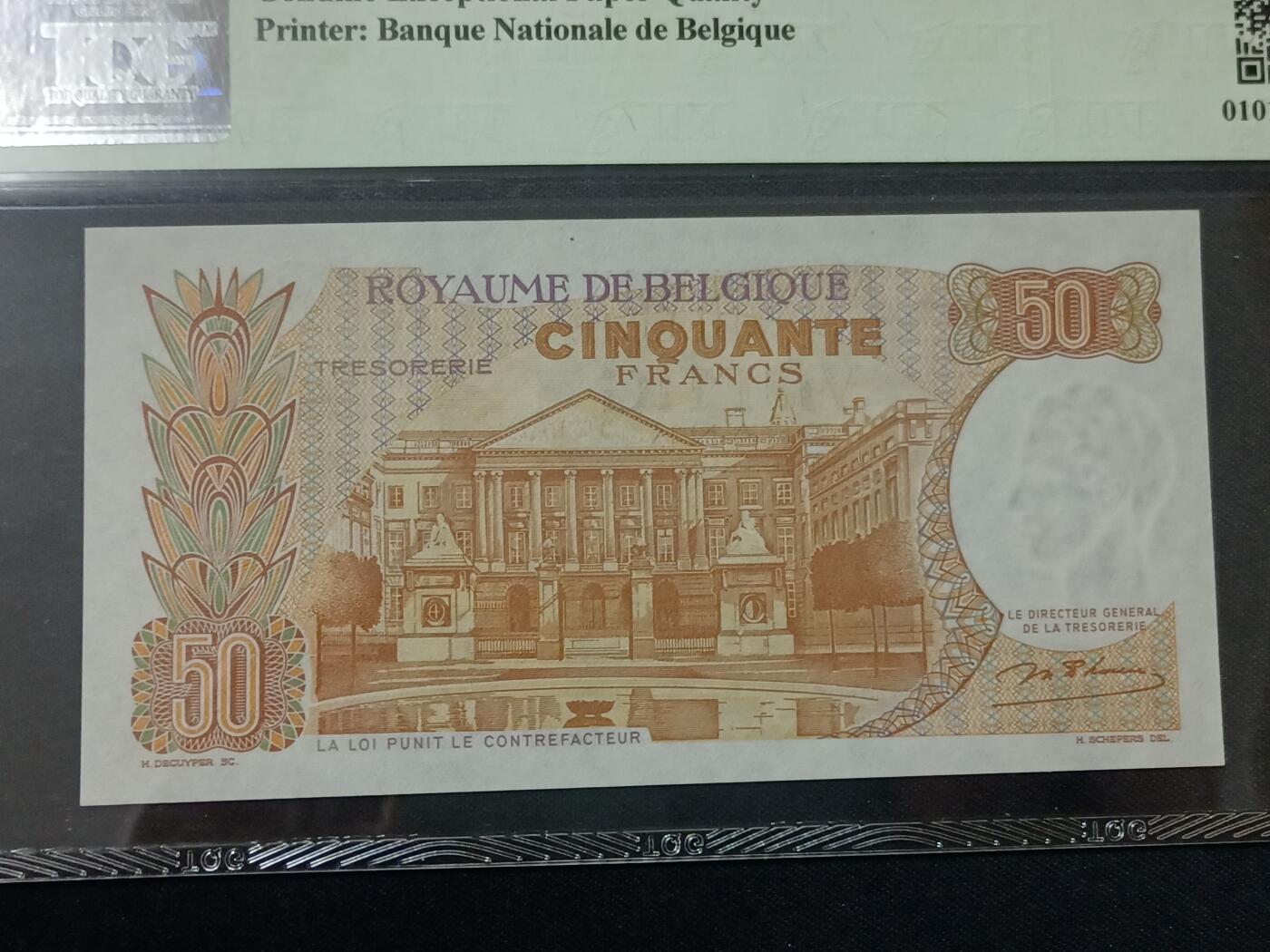 【游宝包邮场】蛇年第104期  比利时-50法郎【1966年 全新UNC】