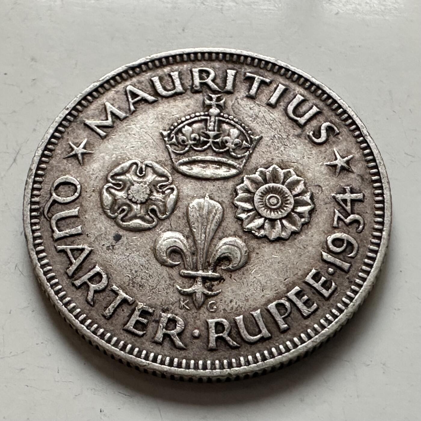 🌹外币初藏🌹🐯2026年第1场  每周二四六晚8️⃣点 接代拍 英属毛里求斯1934年1/4卢比银币