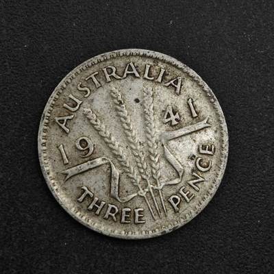 【淘币小摊】实时拍第八百三十八拍   散币银币场   满百包邮可预留二周 每周一统一发货   - 澳大利亚1941年乔治六世3便士银币参考银价25