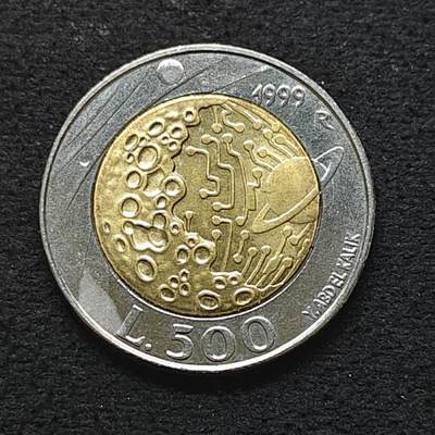 【全场包邮】纯粹捡漏拍490场（免费代拍第27场） - 圣马力诺1999年500里拉火种系列双色纪念币-天文