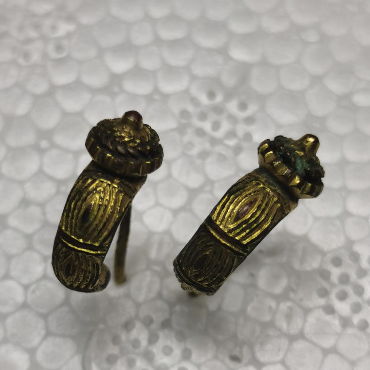 杂件专场92期 清末鎏金耳环一对