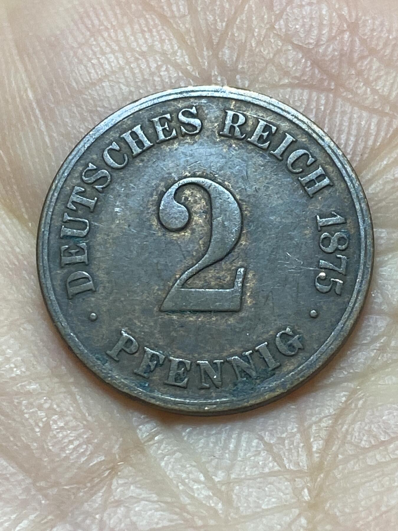 2026年第二场(总第一百七十一场）外国好品散币场(免佣金) 稀少版别–德意志帝国1875年2芬尼(威廉一世时期，C标法兰克福造)