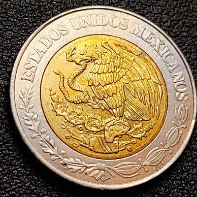 泉币菌-第157场-跨年欢乐场（特修改截拍时间为23:30分） - 墨西哥 1比索双色双金属币 鹰蛇 21毫米 纪念币铜钱