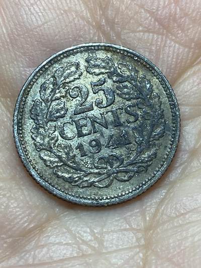 2026年第二场(总第一百七十一场）外国好品散币场(免佣金) - 荷兰🇳🇱1941年25分银币(威廉明娜女王中年，Grapes–葡萄标，640银)