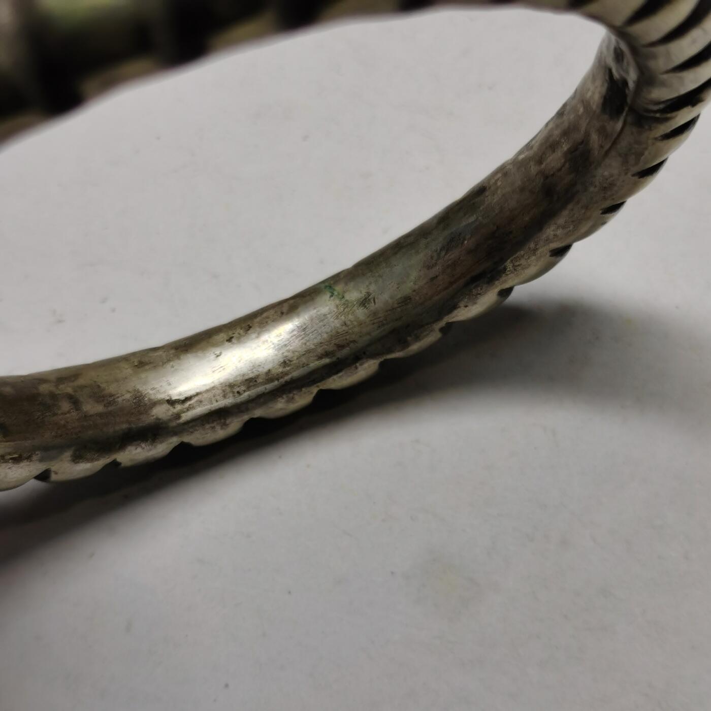 杂件专场92期 清代老银竹节手镯，重31.9克