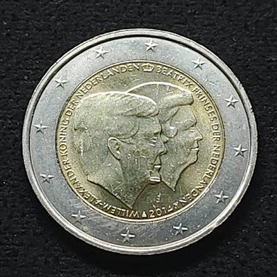 【全场包邮】纯粹捡漏拍490场（免费代拍第27场） - 荷兰2014年2欧元威廉·亚历山大国王登基双色纪念币