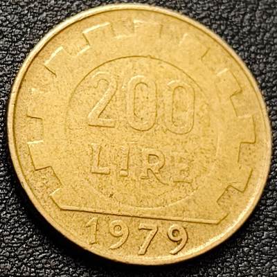 泉币菌-第157场-跨年欢乐场（特修改截拍时间为23:30分） - 1979年 意大利200里拉黄铜硬币 女神 24mm 纪念币铜钱