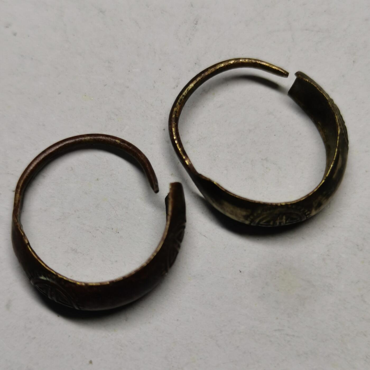 杂件专场92期 清末民国铜鎏金寿字花纹耳环一对