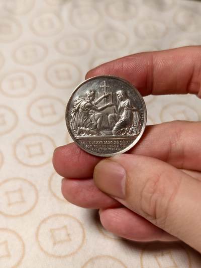 抚柳草堂-第五期章牌钱币（元旦欢庆场） 奖章勋章限时免佣 满百包邮 放漏专场 - 1879法国婚姻与爱情银章 背面无刻字可自用 950银重14克 少见烟斗ar银标 烟斗边铭仅1879年12月使用一个月 非常稀有