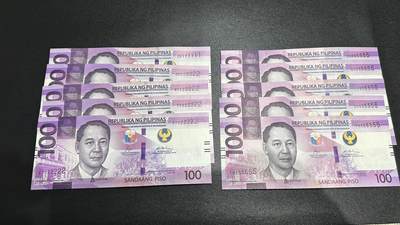 《外钞收藏家》第五百九十八期（2026年新年第一场）（本平台长期征集拍品、欢迎藏友们联系合作） - 2025年菲律宾100比索10张通天号一起 全新 6个1的有点钞痕 其他没问题