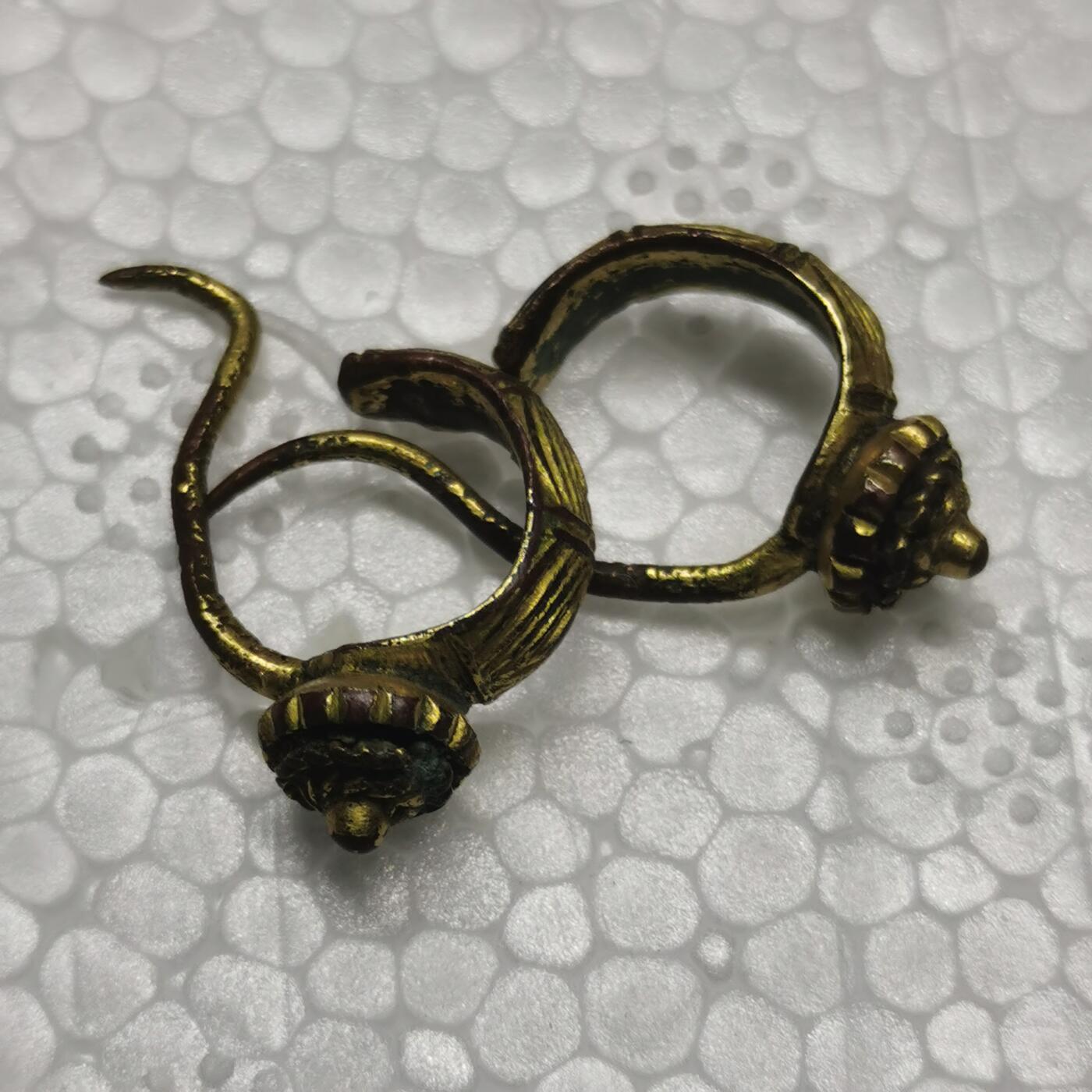 杂件专场92期 清末鎏金耳环一对